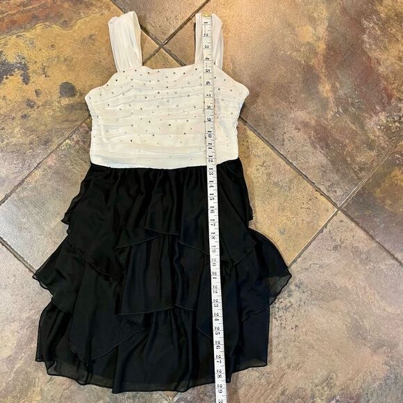 BCX Girl Black White Rhinestone Dressy Party Dress 12 - Picture 6 of 12